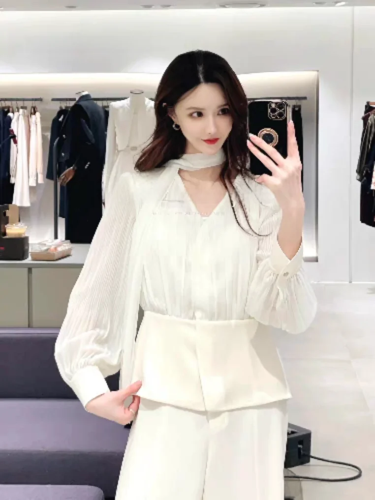 Elegant Korean Style Lantern Sleeve Blouse Comfortable Breathable Cotton Summer New Arrival Women's Shirt with Sash V-Neck
Elegant Korean Style Lantern Sleeve Blouse Comfortable Breathable Cotton Summer New Arrival Women's Shirt with Sash V-Neck