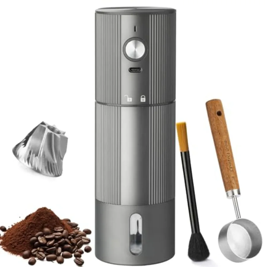 Portable Electric Burr Coffee Grinder with 45 Adjustable Settings Rechargeable for Espresso Travel Camping Office Silver
Portable Electric Burr Coffee Grinder with 45 Adjustable Settings Rechargeable for Espresso Travel Camping Office Silver