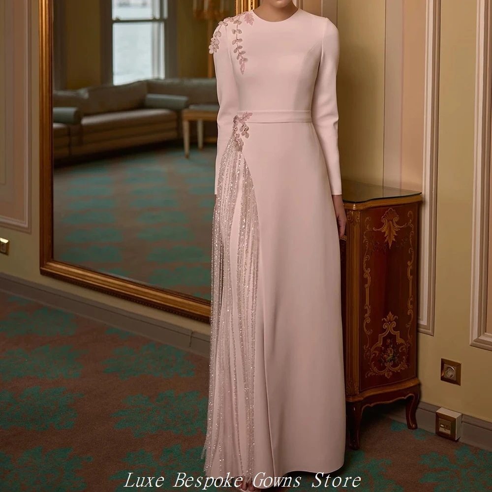 Women's A-line Evening Dresses Floor-length 0-neck Full Sleeve Prom Dresses Fashion Sequined Flowers Draped Customized Gowns
Women's A-line Evening Dresses Floor-length 0-neck Full Sleeve Prom Dresses Fashion Sequined Flowers Draped Customized Gowns