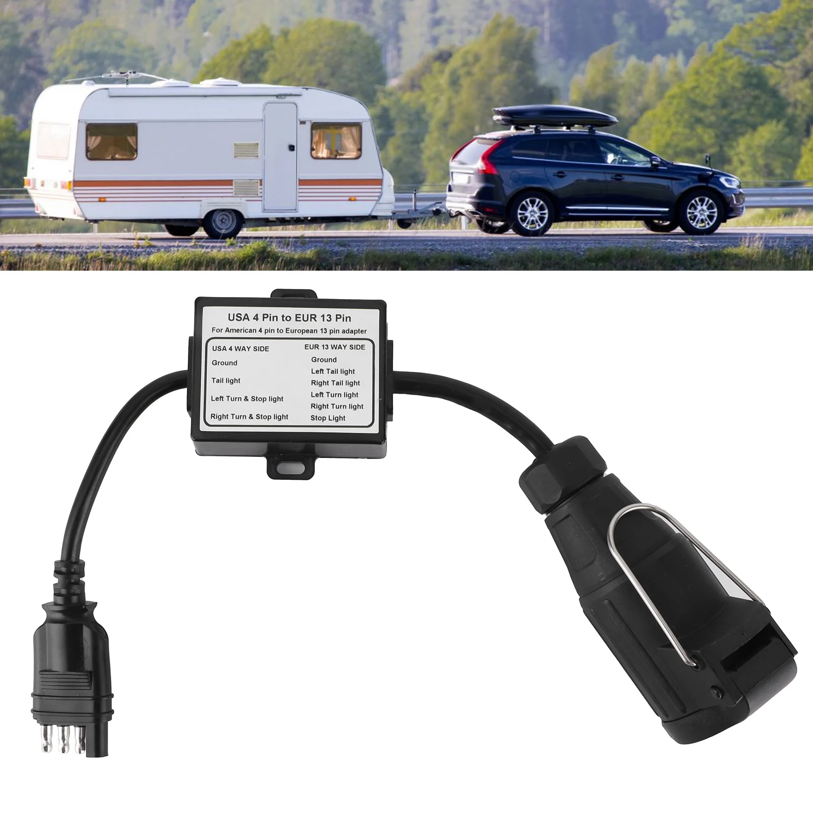 Разъем для прицепа, 4-контактный плоский разъем США на 13-контактный преобразователь проводки портативного светового прицепа ЕС
Разъем для прицепа, 4-контактный плоский разъем США на 13-контактный преобразователь проводки портативного светового прицепа ЕС
