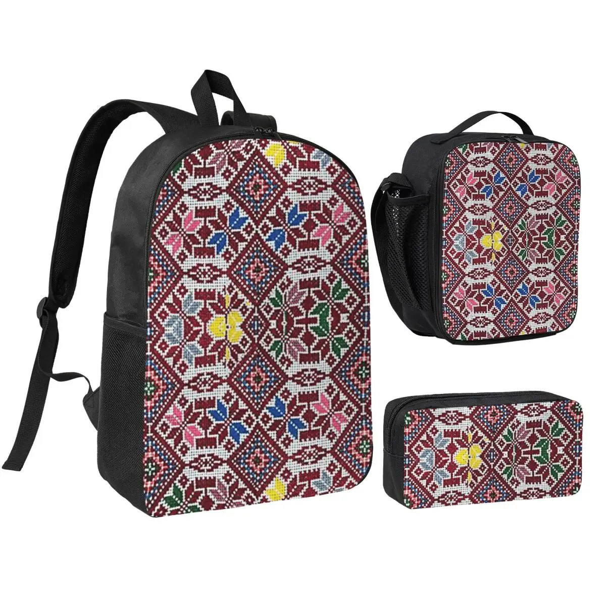 Embroidery The Palestinian Traditional Tatreez Backpack BookBag School Bag Shoulder Bags 3ps Insulated Lunch Bag Pencil Case
Embroidery The Palestinian Traditional Tatreez Backpack BookBag School Bag Shoulder Bags 3ps Insulated Lunch Bag Pencil Case