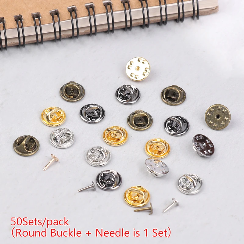 50Set Round Metal Locking Pin Back Brooch Badge Holder Lapel Base For DIY Jewelry Brooch Craft Accessories
50Set Round Metal Locking Pin Back Brooch Badge Holder Lapel Base For DIY Jewelry Brooch Craft Accessories