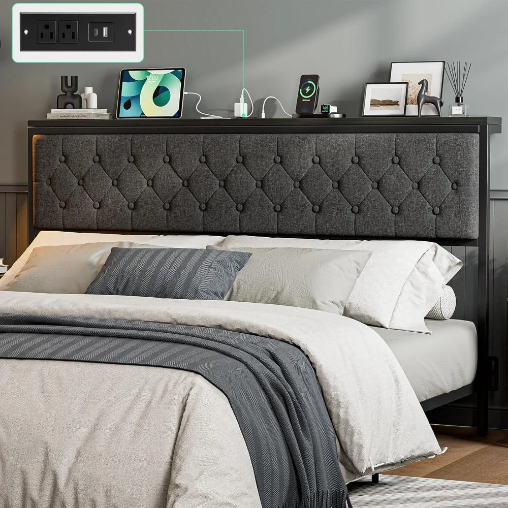 California King Headboard with Storage and Charging Station, Upholstered Cal King Size Storage Headboard Only with Bed Frame Br
California King Headboard with Storage and Charging Station, Upholstered Cal King Size Storage Headboard Only with Bed Frame Br