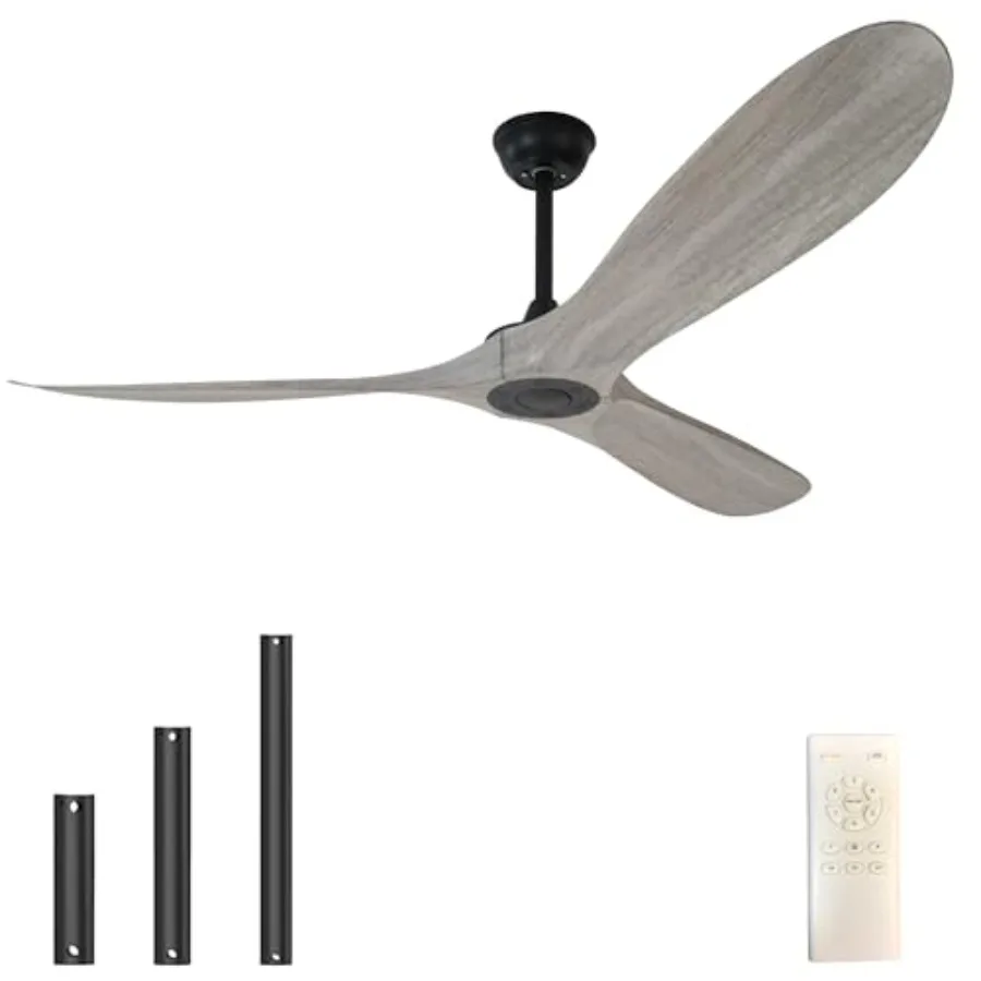 60 Inch Ceiling Fans with Remote Control, 3 Imitation Wood ABS Blades, 6 Speeds, Noiseless Reversible DC Motor, Indoor/Outdoor
60 Inch Ceiling Fans with Remote Control, 3 Imitation Wood ABS Blades, 6 Speeds, Noiseless Reversible DC Motor, Indoor/Outdoor