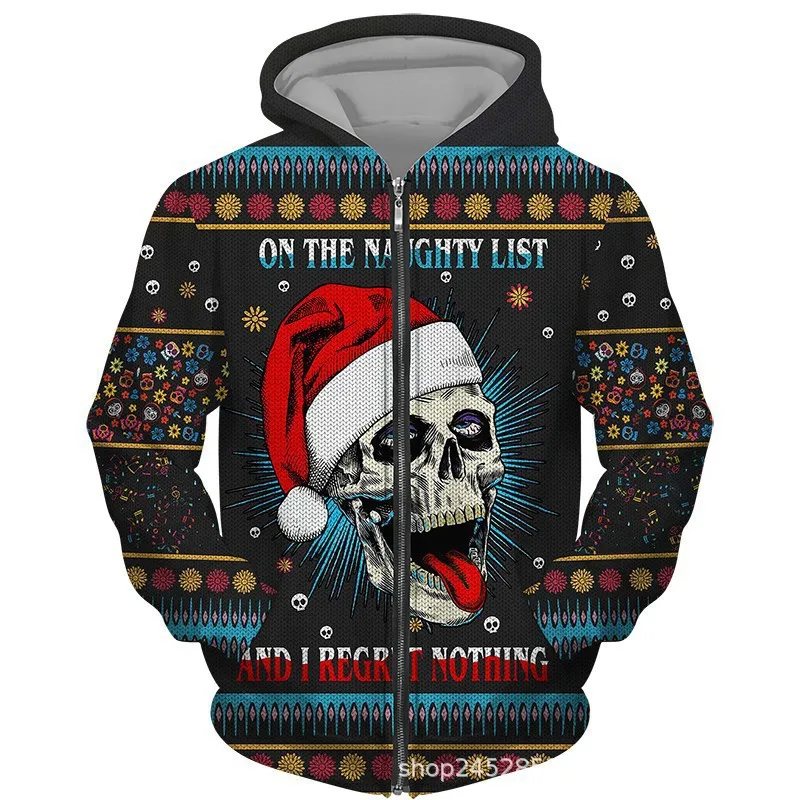 Fashion Christmas Style Zipper Hoodies Funny Skull Santa Claus Print Men's Clothes Trend Street Tops Vintage Harajuku Sweatshirt
Fashion Christmas Style Zipper Hoodies Funny Skull Santa Claus Print Men's Clothes Trend Street Tops Vintage Harajuku Sweatshirt