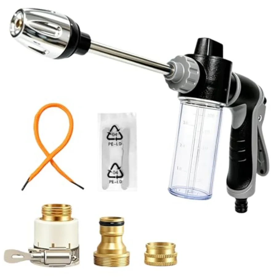 Pressure washer hose attachment for car washing, patios, furniture cleaning; durable polymer construction; black; 3 spray modes
Pressure washer hose attachment for car washing, patios, furniture cleaning; durable polymer construction; black; 3 spray modes