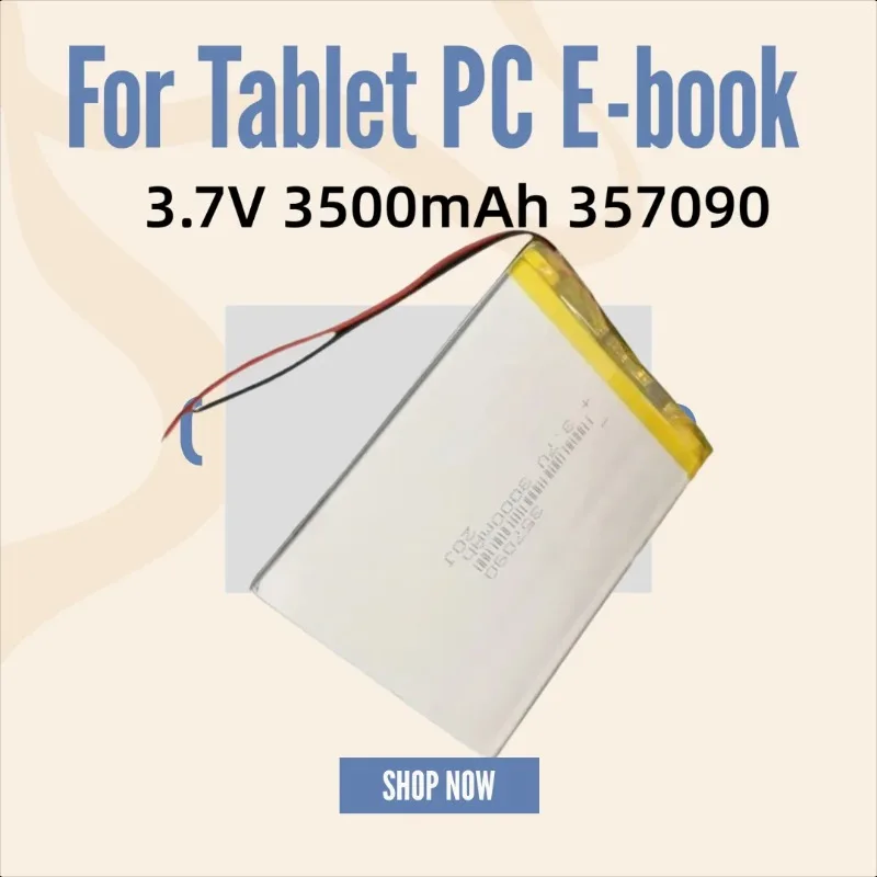 Аккумулятор 3.7V 3500mAh 357090 для планшетов, электронных книг и резервного питания
Аккумулятор 3.7V 3500mAh 357090 для планшетов, электронных книг и резервного питания
