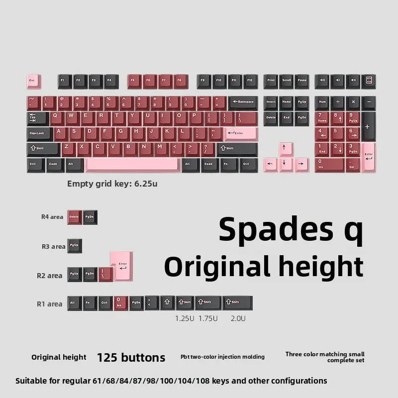 KUXM Black Spade Q Mechanical Keyboard Keycaps Tri-Split PBT Small Full Set Customized Two-Color
KUXM Black Spade Q Mechanical Keyboard Keycaps Tri-Split PBT Small Full Set Customized Two-Color