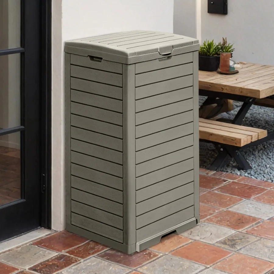 31 Gallon Large Outdoor Trash Bin, Waterproof Resin Garbage Can with Secure Lid Built-in Drip Tray, Light Brown Waste Container
31 Gallon Large Outdoor Trash Bin, Waterproof Resin Garbage Can with Secure Lid Built-in Drip Tray, Light Brown Waste Container
