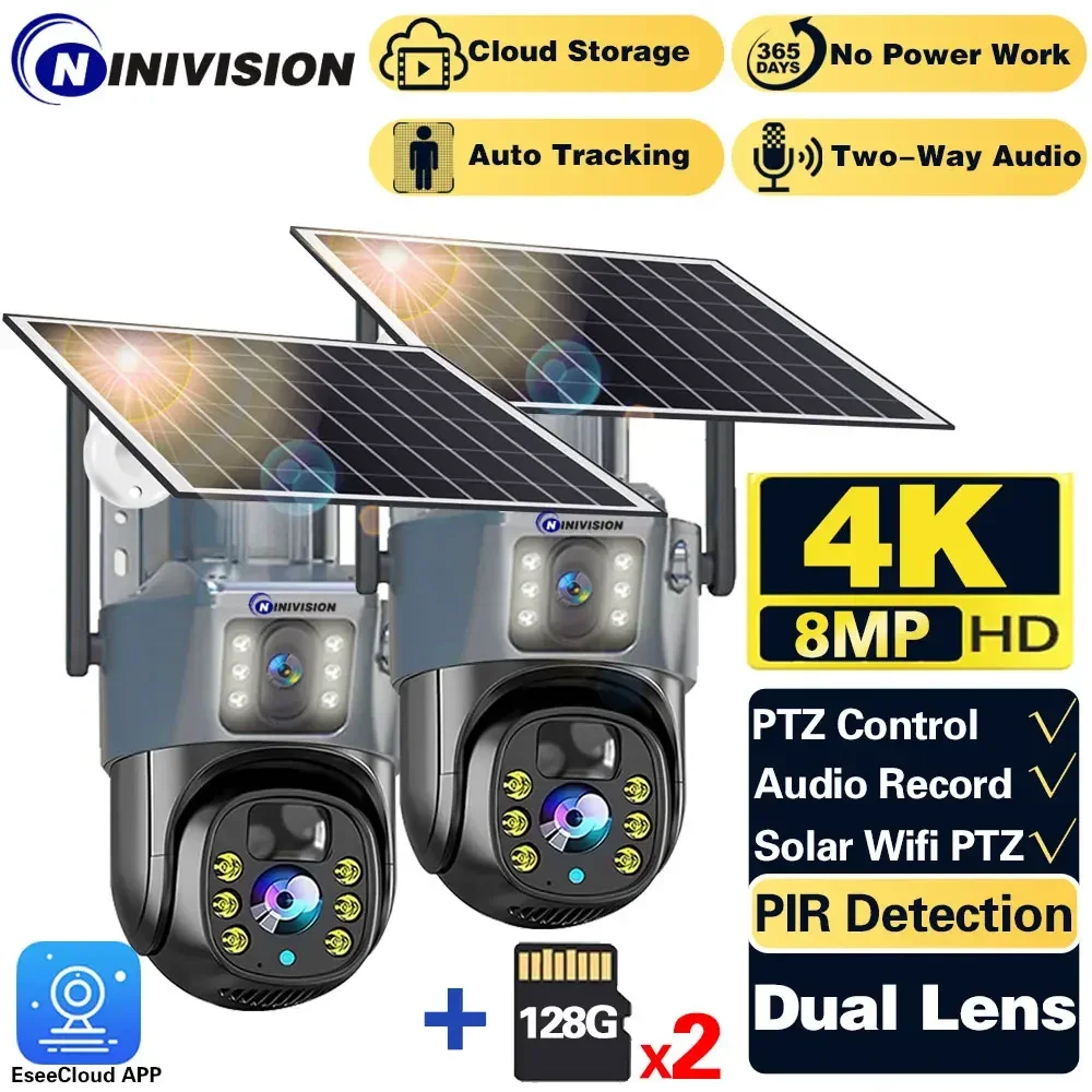 8MP Zoom AI Tracking WIFI Solar Camera Dual Lens Battery Wireless IP Camera Outdoor Security PTZ Long Time Stand Surveillance 4K
8MP Zoom AI Tracking WIFI Solar Camera Dual Lens Battery Wireless IP Camera Outdoor Security PTZ Long Time Stand Surveillance 4K