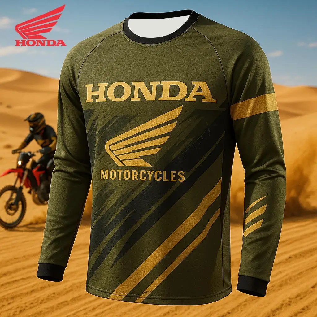 Мужская мотоциклетная майка с длинным рукавом Honda 2026, быстросохнущая дышащая футболка для скоростного спуска на горных велосипедах и приключений на открытом воздухе 
Мужская мотоциклетная майка с длинным рукавом Honda 2026, быстросохнущая дышащая футболка для скоростного спуска на горных велосипедах и приключений на открытом воздухе