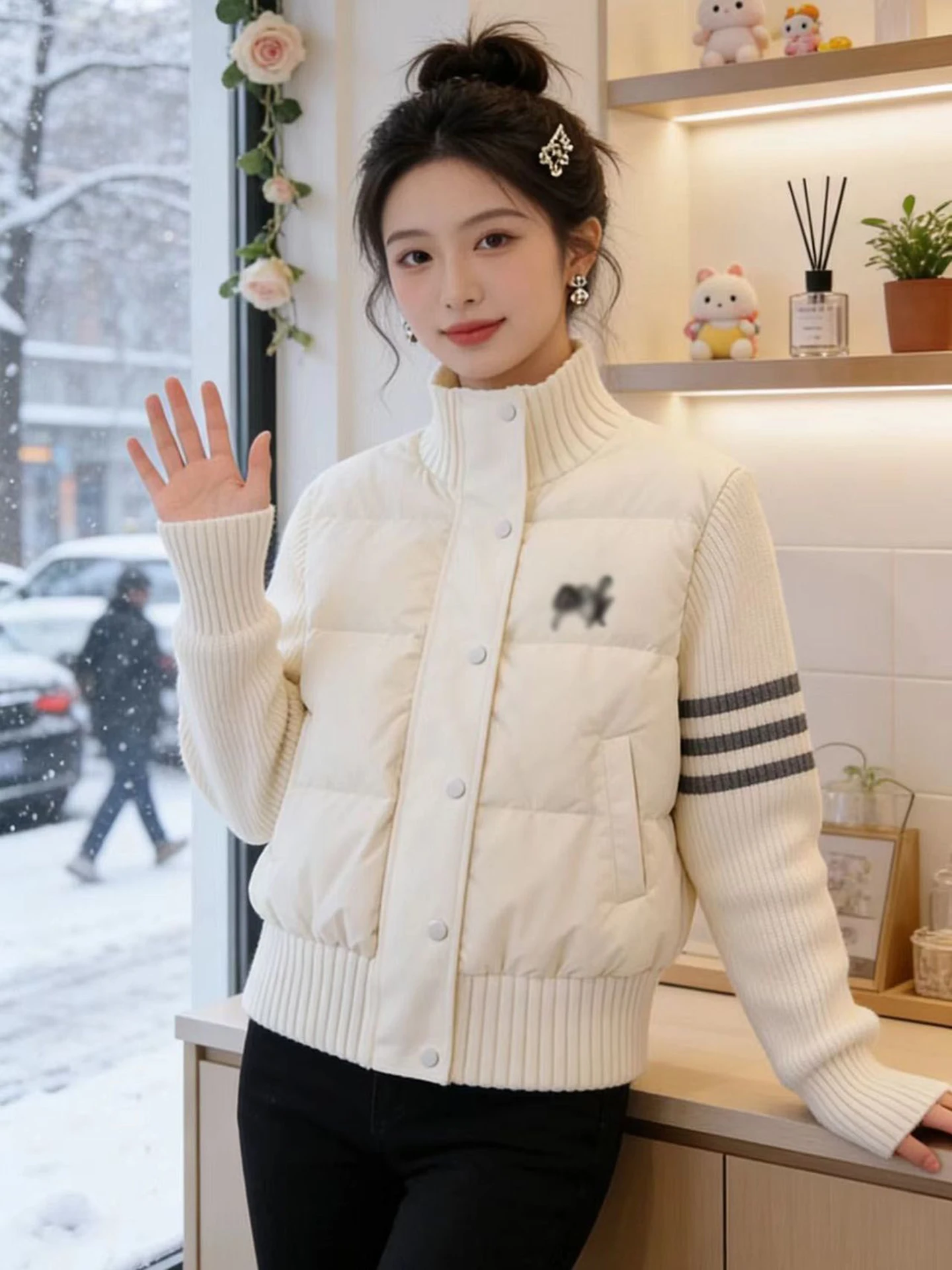 Korean Sle High-End Sensation Women's Knitted Patchwork down Cotton Jaet Fall Winter New Sle Stand Collar Warmth Bread ...
Korean Sle High-End Sensation Women's Knitted Patchwork down Cotton Jaet Fall Winter New Sle Stand Collar Warmth Bread ...