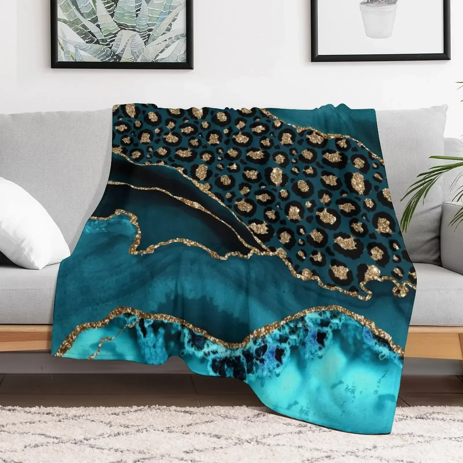 Teal & Gold Leopard Agate Throw Blanket Cute Plaid warm for winter Tourist blankets and throws Blankets
Teal & Gold Leopard Agate Throw Blanket Cute Plaid warm for winter Tourist blankets and throws Blankets