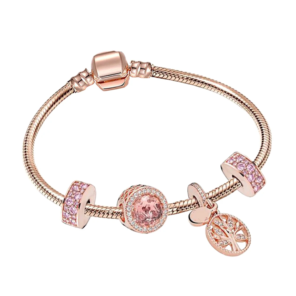 925 Sterling Silver Rose Gold Family Tree Diamond-Encrusted Snake Bone Bracelet Fit Original for Women Exquisite Gifts
925 Sterling Silver Rose Gold Family Tree Diamond-Encrusted Snake Bone Bracelet Fit Original for Women Exquisite Gifts