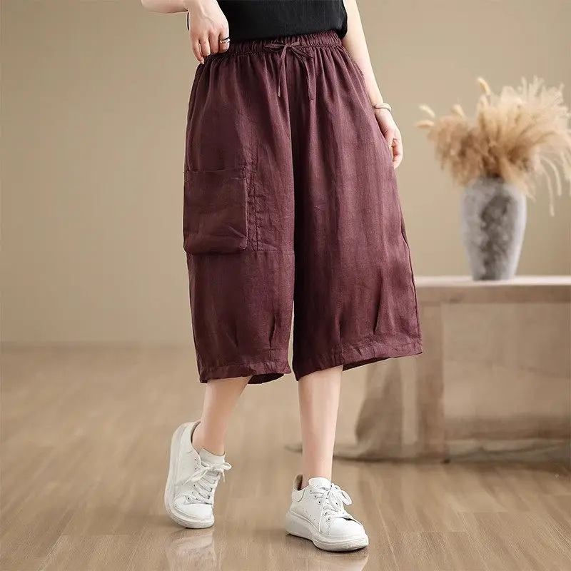 Женские шаровары Ramie — двухслойные широкие укороченные брюки, свободные повседневные летние пляжные легкие дышащие брюки в стиле бохо G751
Женские шаровары Ramie — двухслойные широкие укороченные брюки, свободные повседневные летние пляжные легкие дышащие брюки в стиле бохо G751