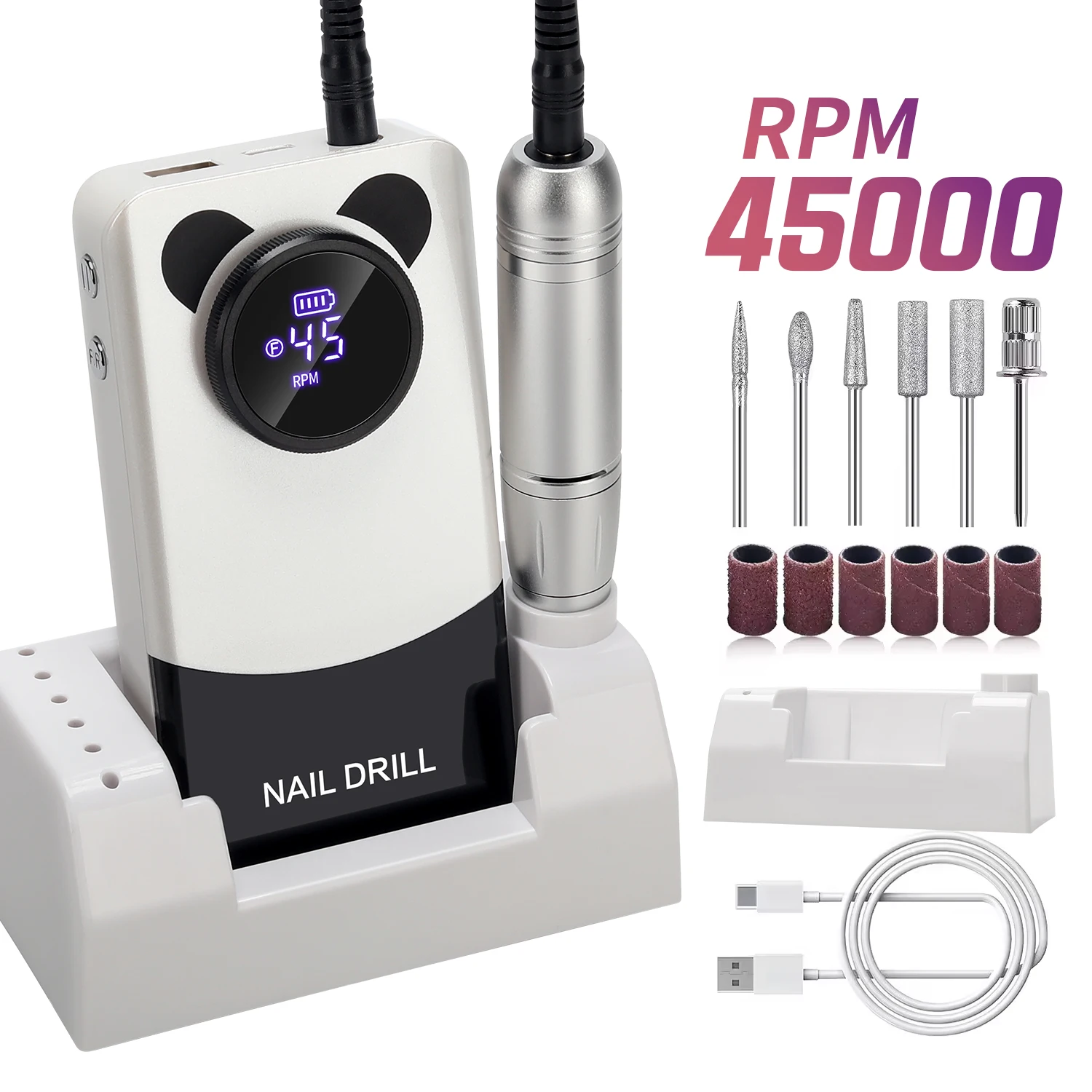 High Speed 45000RPM Professional Nail Drill Machine Rechargeable Low Noise Nail Sander File For Manicure Home Salon Tool
High Speed 45000RPM Professional Nail Drill Machine Rechargeable Low Noise Nail Sander File For Manicure Home Salon Tool
