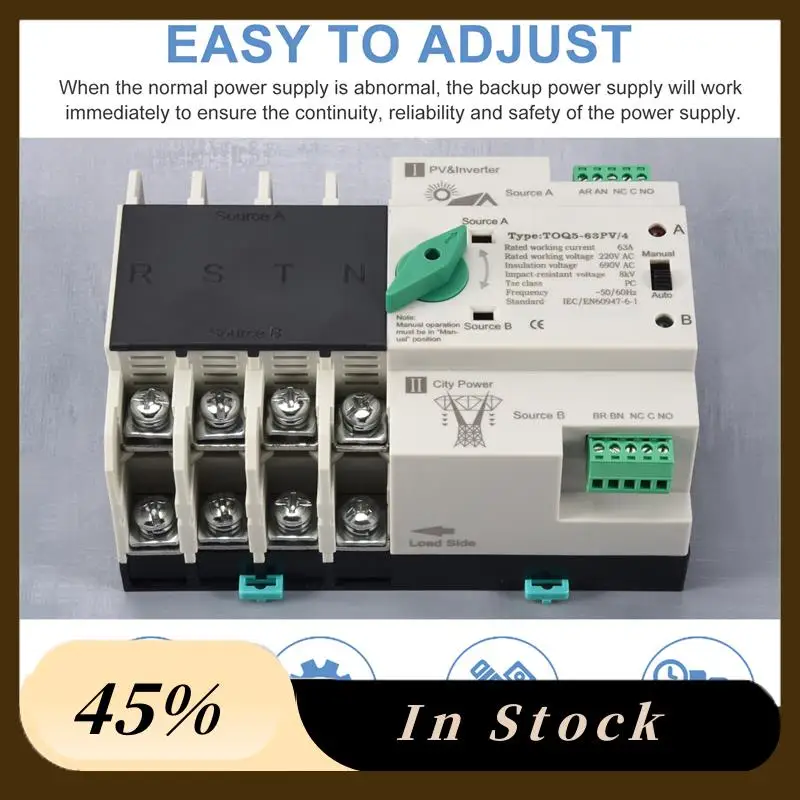 A60Z Top Din Rail 4P ATS Dual Power Automatic Transfer Switch Electrical Selector Switches Uninterrupted Power
A60Z Top Din Rail 4P ATS Dual Power Automatic Transfer Switch Electrical Selector Switches Uninterrupted Power