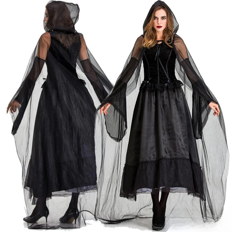 Halloween New Style Cosplay Costume Black Queen Witch Women's Ghost Outfit Black Angel Masquerade Ball Clothing Custom Made
Halloween New Style Cosplay Costume Black Queen Witch Women's Ghost Outfit Black Angel Masquerade Ball Clothing Custom Made