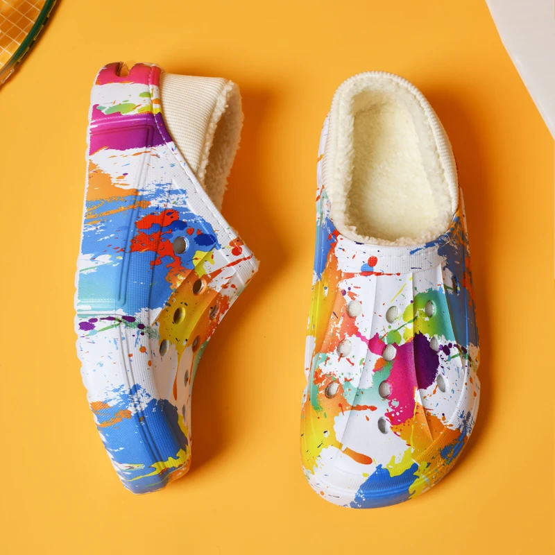 Outdoor Indoor Platform Couple Slippers Winter Plush Lined Splash Ink Print Anti-Slip House Shoes for Women Men Cozy Home Mules
Outdoor Indoor Platform Couple Slippers Winter Plush Lined Splash Ink Print Anti-Slip House Shoes for Women Men Cozy Home Mules