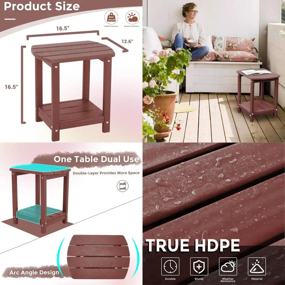 Двухуровневый уличный приставной столик с местом для хранения, из прочного материала HDPE, идеально подходит для сада, бассейна и веранды (красный)
Двухуровневый уличный приставной столик с местом для хранения, из прочного материала HDPE, идеально подходит для сада, бассейна и веранды (красный)