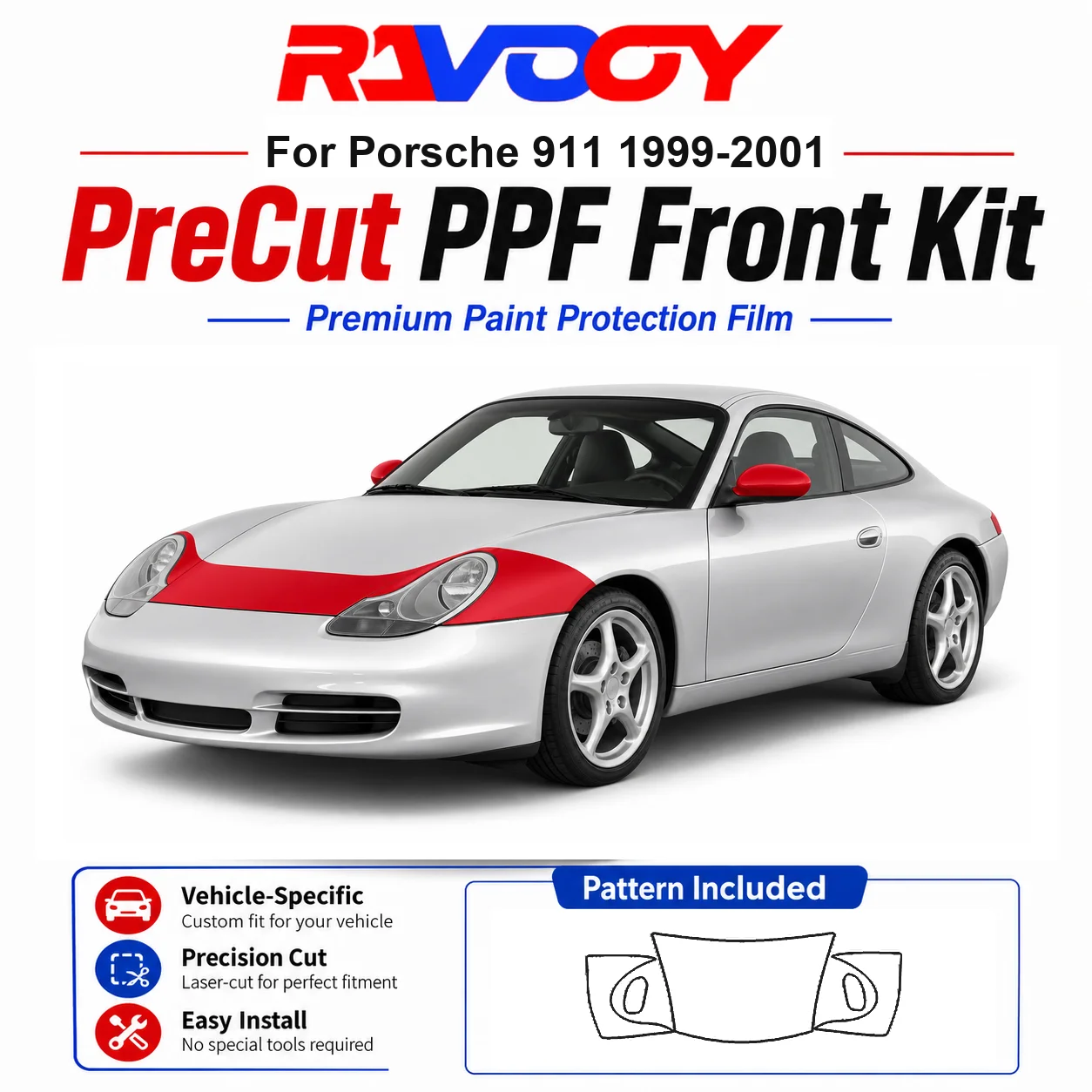 8.5mil TPU Precut PPF Kit For Porsche 911 1999-2001 - Hood, Fenders & Mirror Set - Self-Healing Clear Bra Film
8.5mil TPU Precut PPF Kit For Porsche 911 1999-2001 - Hood, Fenders & Mirror Set - Self-Healing Clear Bra Film