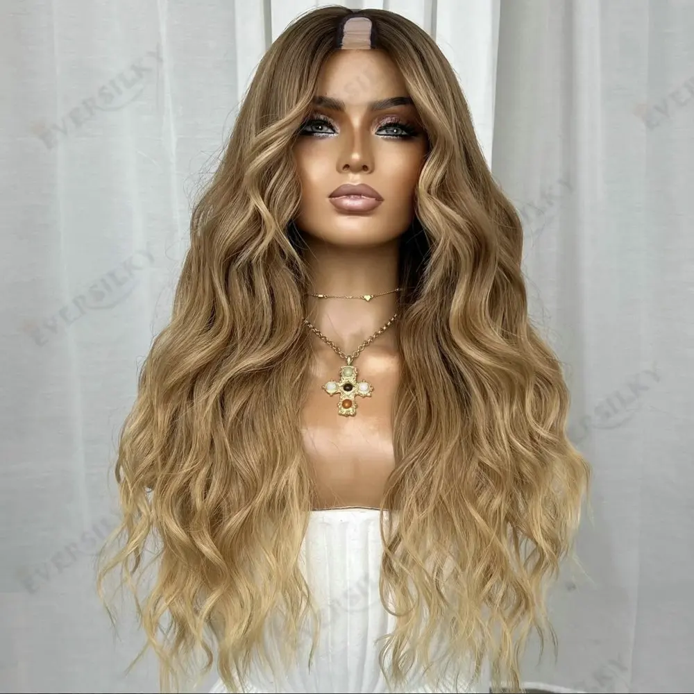 Ash Honey Blonde Balayage European Hair Water Wave U Part Wig Glueless With Clips 1x4 Size V Part Human Hair Wigs for Women
Ash Honey Blonde Balayage European Hair Water Wave U Part Wig Glueless With Clips 1x4 Size V Part Human Hair Wigs for Women