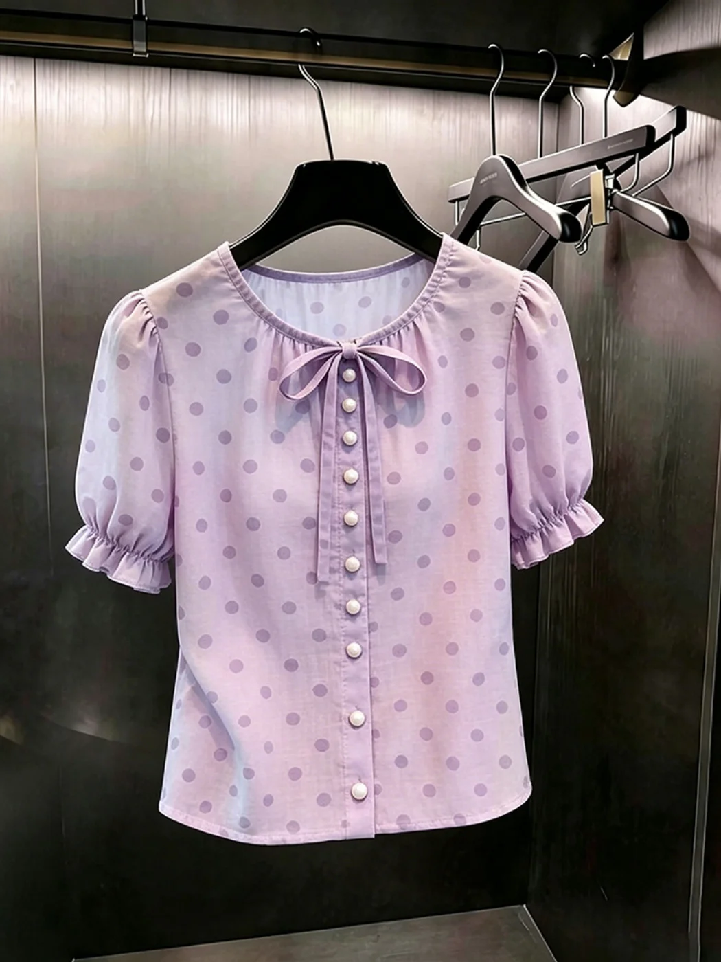 Summer 2026 Women's Casual Commute Style Shirt with Bow Tie Short Sleeve Polka Dot Knot Sweet Anti-Aging Chinese Pr...
Summer 2026 Women's Casual Commute Style Shirt with Bow Tie Short Sleeve Polka Dot Knot Sweet Anti-Aging Chinese Pr...