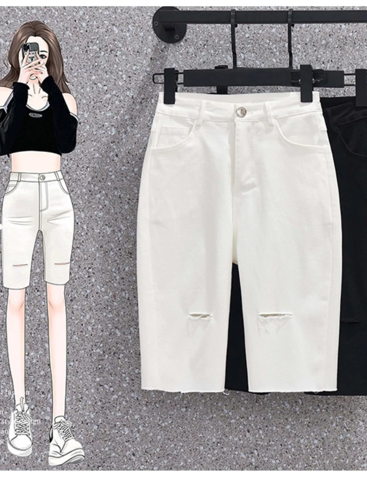 Women's Slim Fit Denim Shorts Summer New High Waist Ripped Fashion Casual Solid Color Street Versatile Five-point pants
Women's Slim Fit Denim Shorts Summer New High Waist Ripped Fashion Casual Solid Color Street Versatile Five-point pants