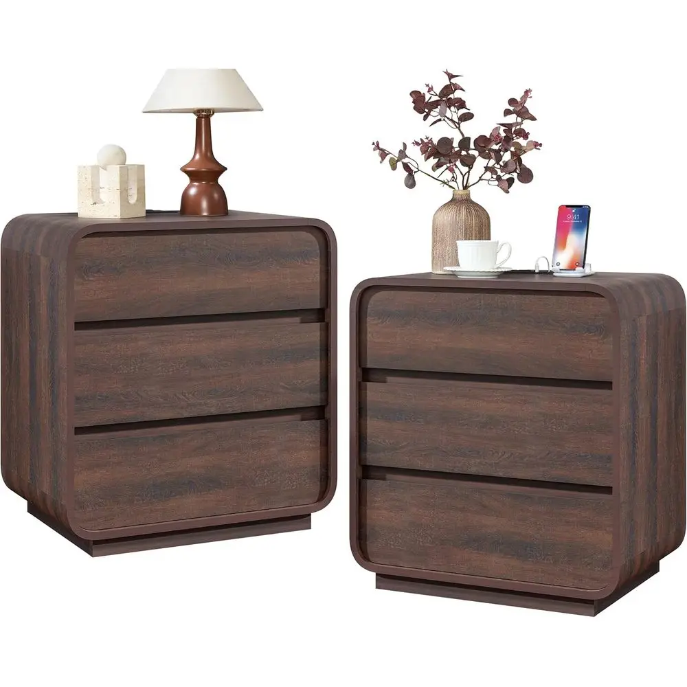 ern Nightstand Set o 2, 23.2" Wide Wood Bede Table with Charging Station, 3 Storage Ders Side Table Curved Proile, Handlel, Larg
ern Nightstand Set o 2, 23.2" Wide Wood Bede Table with Charging Station, 3 Storage Ders Side Table Curved Proile, Handlel, Larg