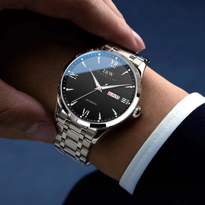 CARNIVAL Brand Mechanical Watches Luxury Sapphire Calendar NH36 Movement Automatic Wristwatches Waterproof for Men Montre Homme
CARNIVAL Brand Mechanical Watches Luxury Sapphire Calendar NH36 Movement Automatic Wristwatches Waterproof for Men Montre Homme