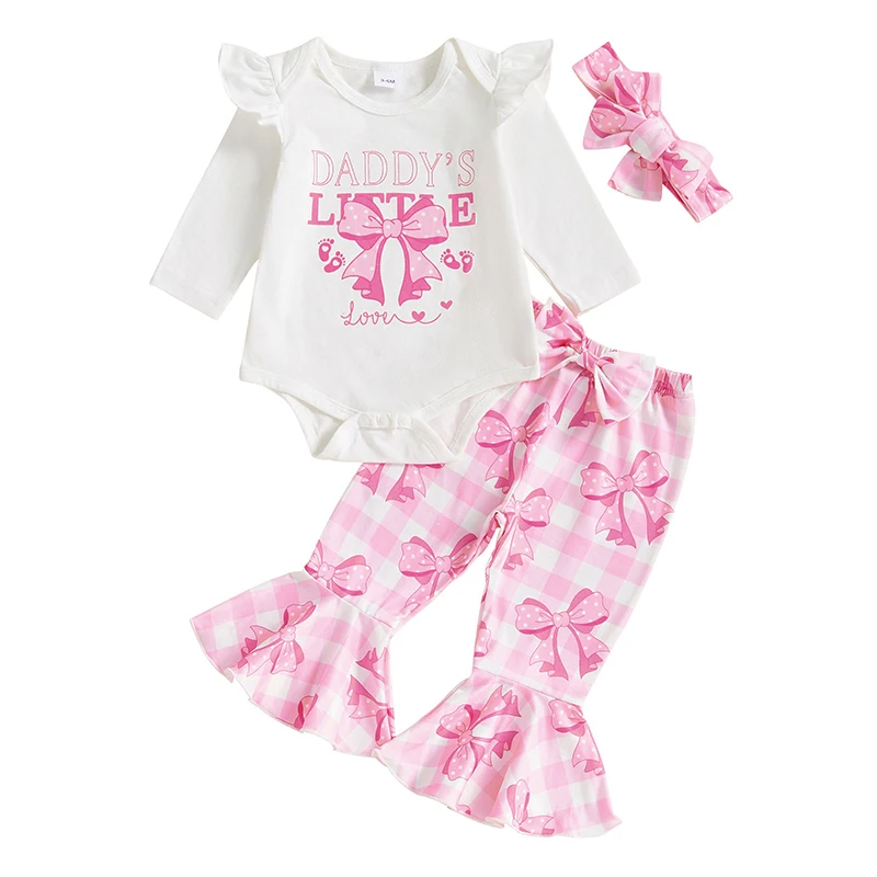 Baby Girl Valentine's Day Outfits Letter Print Long Sleeve Romper Bow Plaid Print Flare Pants Headband 3Pcs Clothes Set
Baby Girl Valentine's Day Outfits Letter Print Long Sleeve Romper Bow Plaid Print Flare Pants Headband 3Pcs Clothes Set