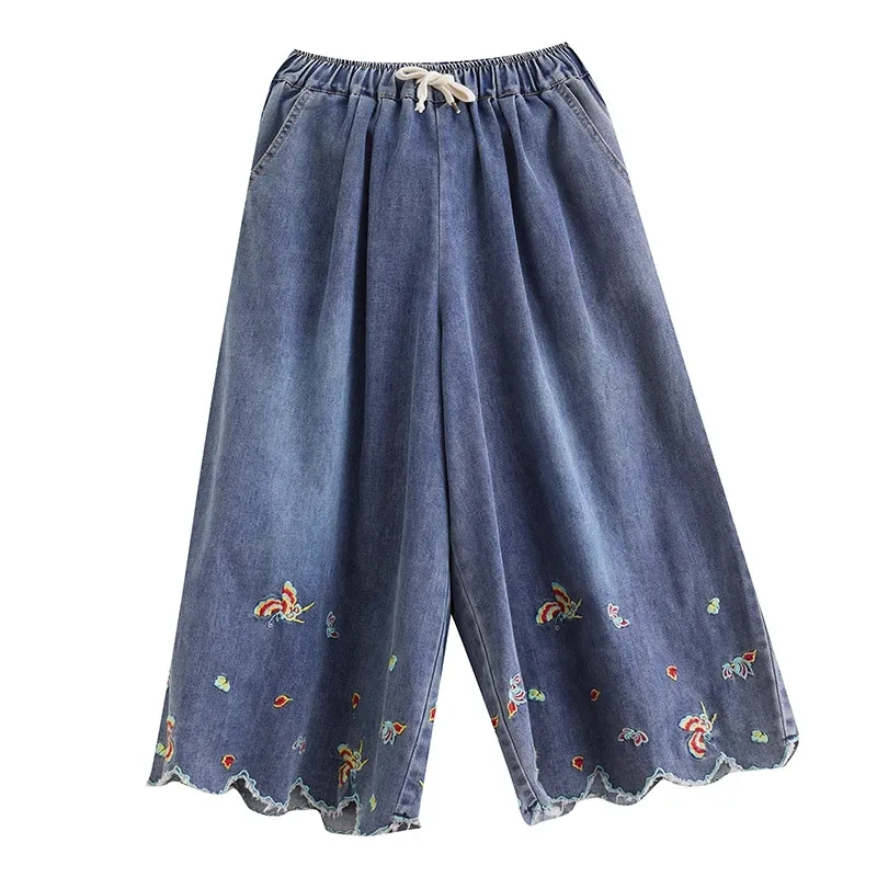 Summer Autumn Jeans Women 2023 New Blue Loose High-Waisted Cropped Pants Fashion Elastic Waist Embroidery Wide-Leg Pants Female
Summer Autumn Jeans Women 2023 New Blue Loose High-Waisted Cropped Pants Fashion Elastic Waist Embroidery Wide-Leg Pants Female