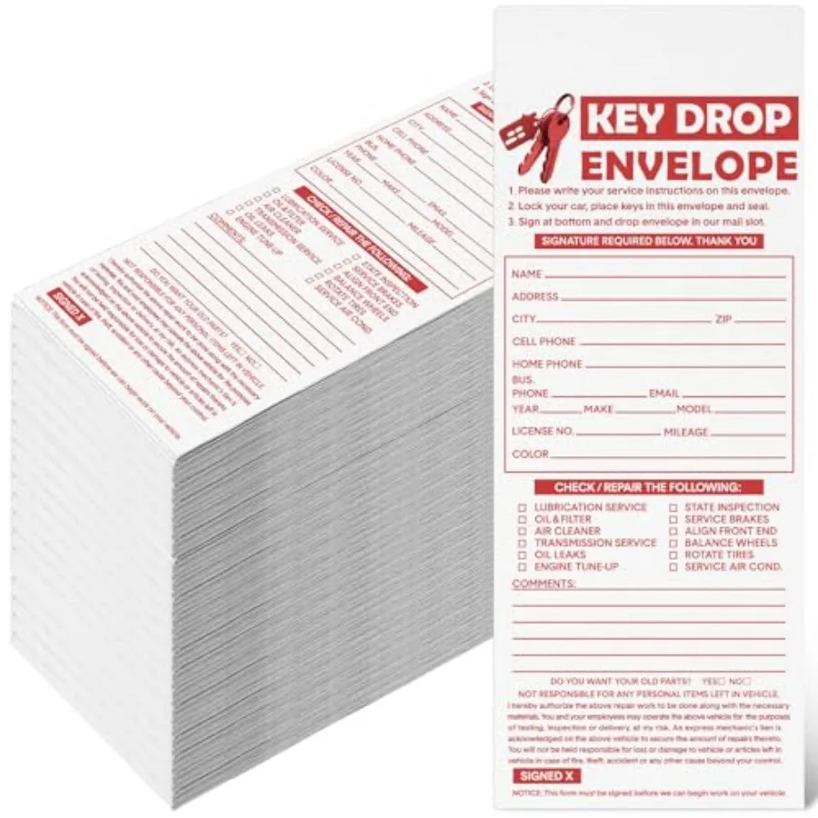 500 Pcs Drop Key Envelopes Auto Shop Repair Service Drop Box Self Adhesive Envelopes for Auto Repair Shops and Mechanics Kraft
500 Pcs Drop Key Envelopes Auto Shop Repair Service Drop Box Self Adhesive Envelopes for Auto Repair Shops and Mechanics Kraft