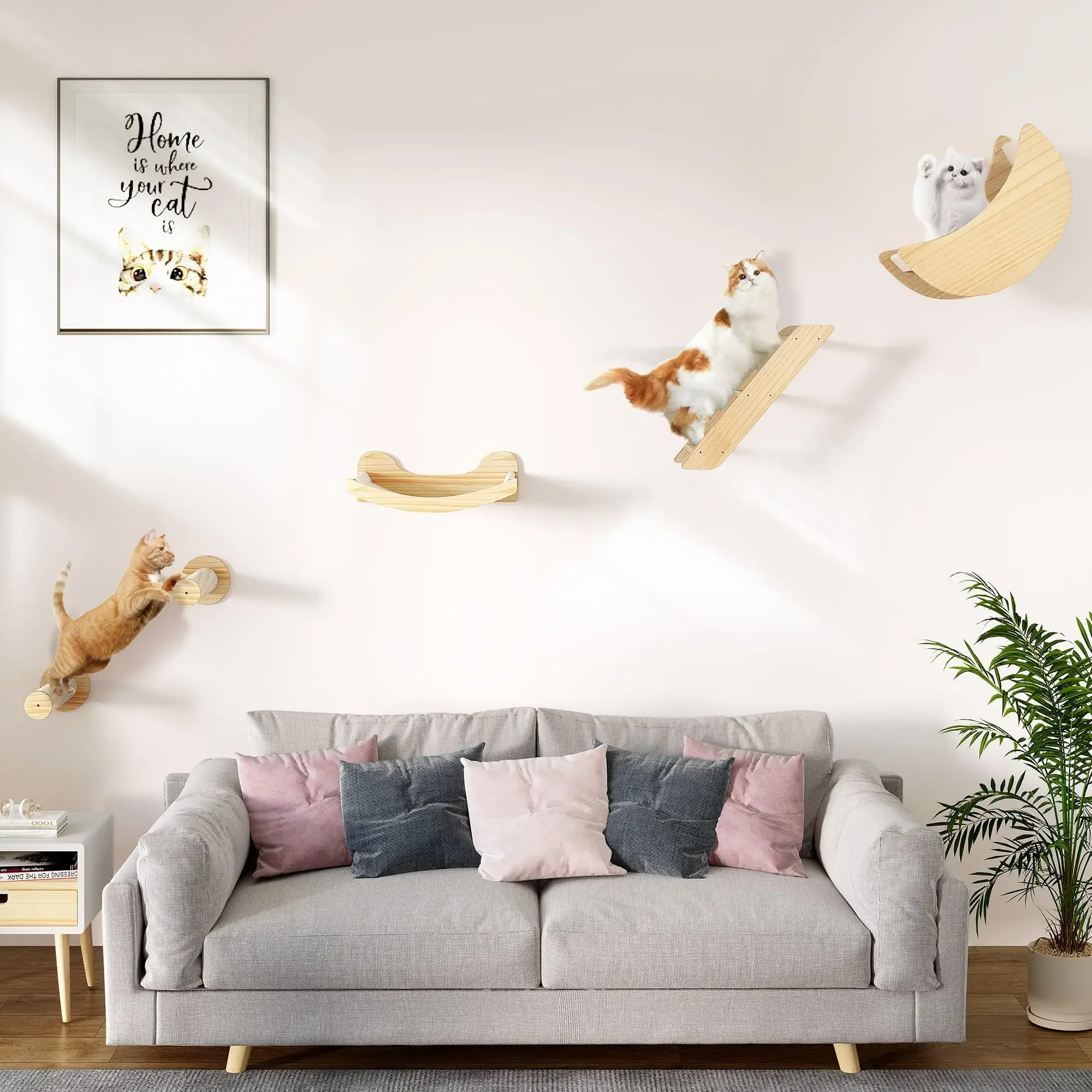 Wall-Mounted Cat Climbing Cat Shelves Scratching Post Cats Jumping Platform and Sisal Ladder Hammock Indoor Pet Wooden Furniture
Wall-Mounted Cat Climbing Cat Shelves Scratching Post Cats Jumping Platform and Sisal Ladder Hammock Indoor Pet Wooden Furniture
