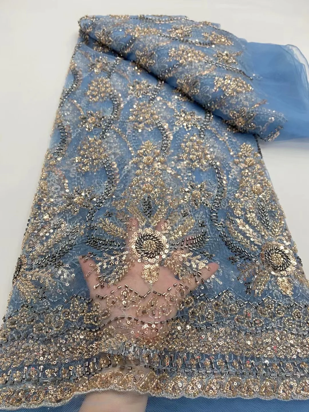 2025 African Nigeria High-Quality Sequins Embroidery Tulle Lace Fabric Guipure Dress Beads Stone 5Yards for Wedding Party DP0360
2025 African Nigeria High-Quality Sequins Embroidery Tulle Lace Fabric Guipure Dress Beads Stone 5Yards for Wedding Party DP0360