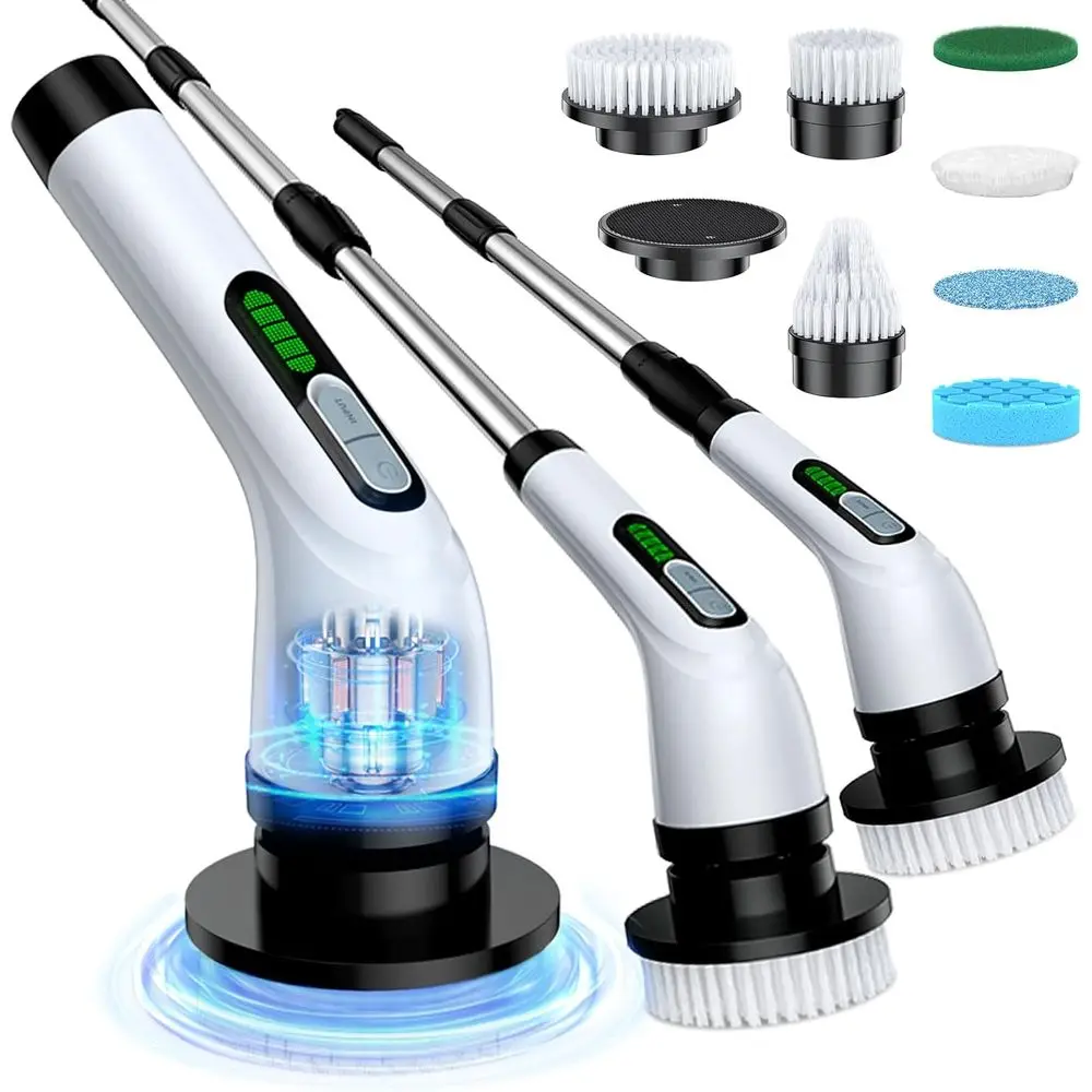 Двухскоростная вращающаяся щетка для уборки, водонепроницаемая, 7 многоразовых насадок и удлиненная ручка для ванной, туалета, душа, кухни
Двухскоростная вращающаяся щетка для уборки, водонепроницаемая, 7 многоразовых насадок и удлиненная ручка для ванной, туалета, душа, кухни