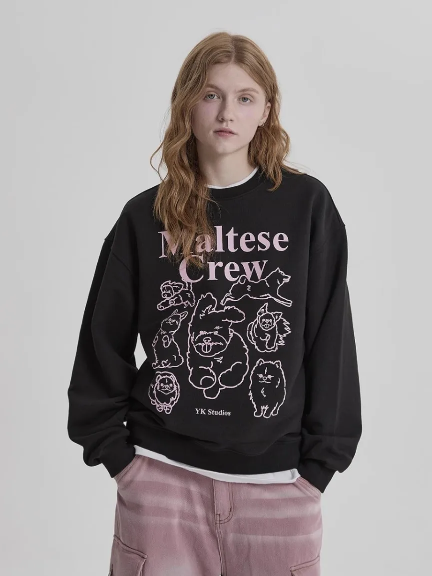 WAIKEI Maltese Tide Brand Running Puppy Print Line Hollow Crew Neck Sweater Couple Casual Street Crew Neck Pullover
WAIKEI Maltese Tide Brand Running Puppy Print Line Hollow Crew Neck Sweater Couple Casual Street Crew Neck Pullover