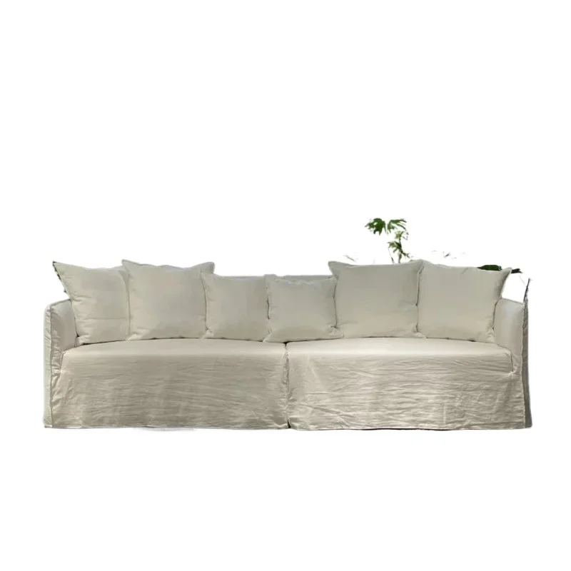 Nordic wabi-sabi style fully dismantled and washed straight row washed hemp fabric three-person French cream style bed and
Nordic wabi-sabi style fully dismantled and washed straight row washed hemp fabric three-person French cream style bed and