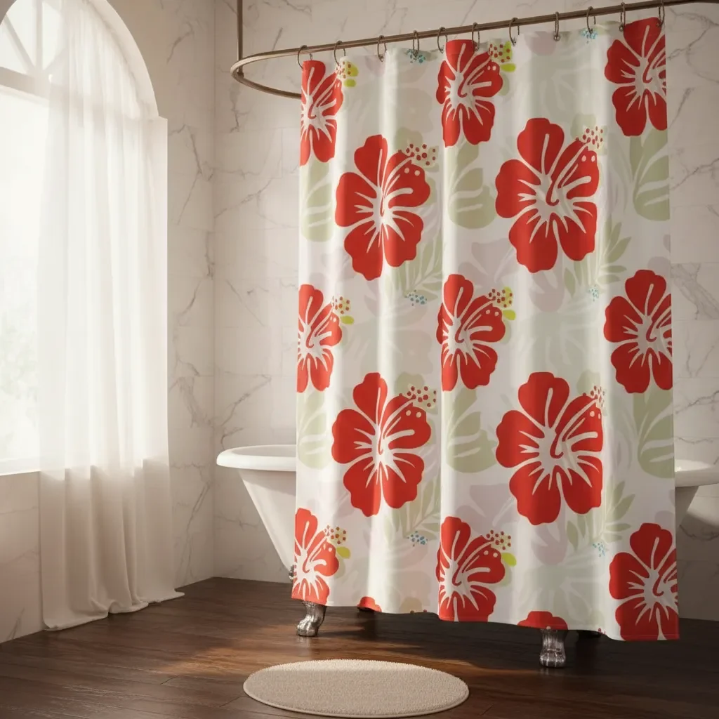 Red Hibiscus Shower Curtain Tropical Flower Bathroom Curtains Waterproof Fabric Bathroom Partition Decorations with 12Hooks
Red Hibiscus Shower Curtain Tropical Flower Bathroom Curtains Waterproof Fabric Bathroom Partition Decorations with 12Hooks