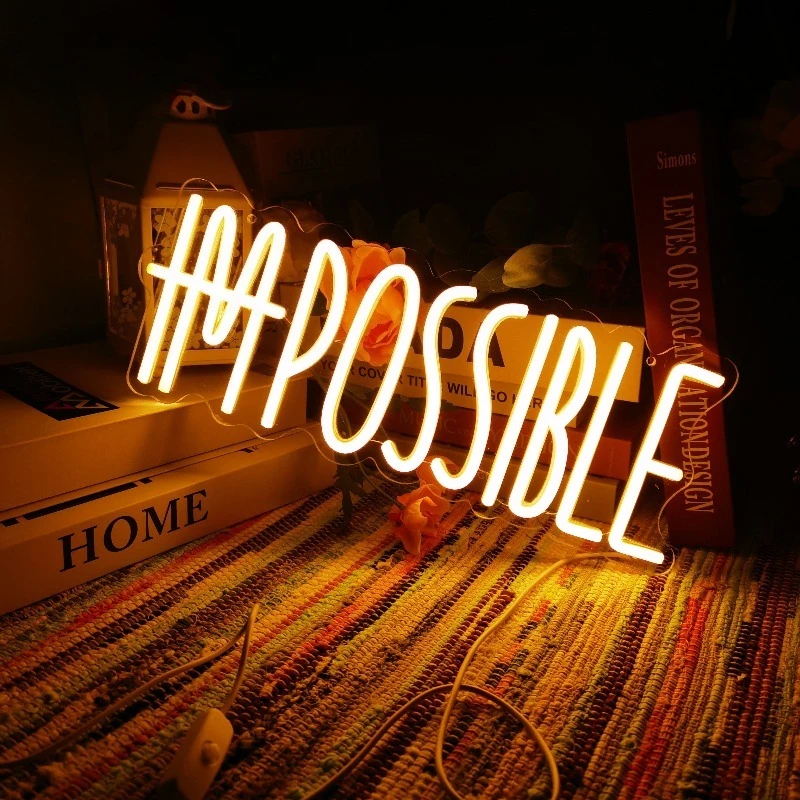 Светодиодная неоновая вывеска I'M POSSIBLE для декора стен, светодиодная вывеска для спальни, офиса, игровой комнаты, гостиной
Светодиодная неоновая вывеска I'M POSSIBLE для декора стен, светодиодная вывеска для спальни, офиса, игровой комнаты, гостиной