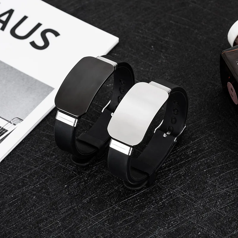 Custom Engraved Stainless Steel Silicone Bracelet Adjustable Sports Wristband DIY Couple Gift
Custom Engraved Stainless Steel Silicone Bracelet Adjustable Sports Wristband DIY Couple Gift