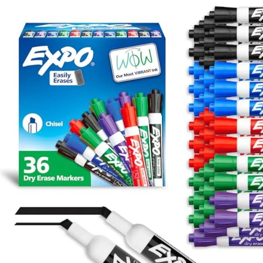 Dry Erase Markers, Low Odor Ink, Assorted Colors, Chisel Tip, 36 Count
Dry Erase Markers, Low Odor Ink, Assorted Colors, Chisel Tip, 36 Count