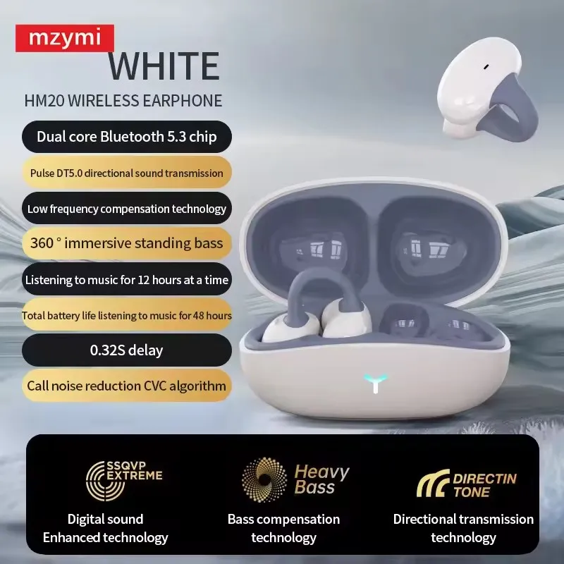 Mzymi HM20 Open Ear Earphone ENC Wireless Ear Clip Bluetooth5.3 Headphone Waterproof Sport Noise Cancelling Headset for IOS
Mzymi HM20 Open Ear Earphone ENC Wireless Ear Clip Bluetooth5.3 Headphone Waterproof Sport Noise Cancelling Headset for IOS