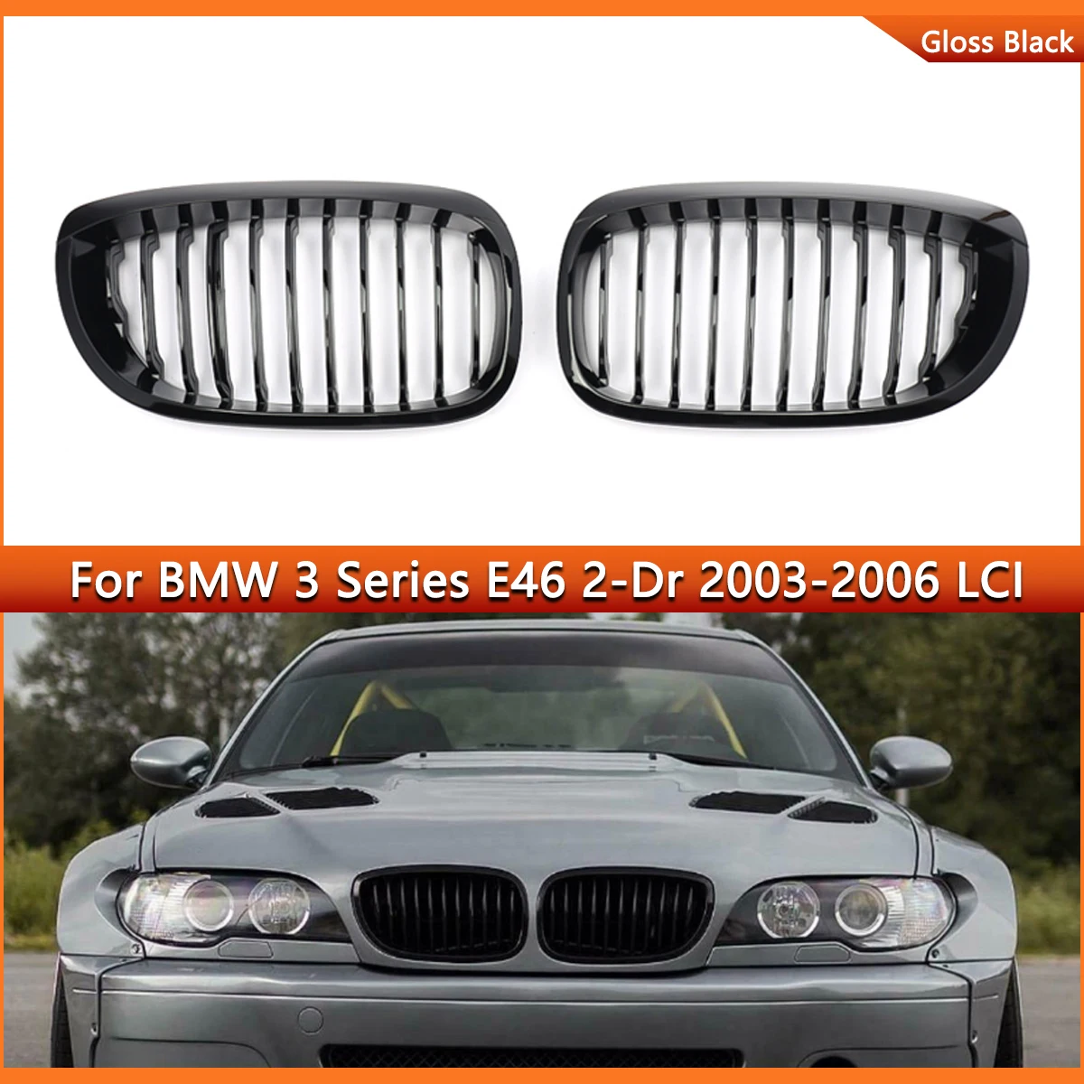 SAIQINGSP Grille Assembly For BMW 3 Series E46 Coupe Glossy Black Front Kidney Grille 2002-2005 Facelift
SAIQINGSP Grille Assembly For BMW 3 Series E46 Coupe Glossy Black Front Kidney Grille 2002-2005 Facelift