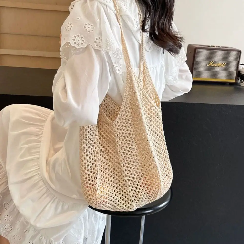 Solid Color Knitting Shoulder Bag Hollow Out Versatile Bohemian Crochet Tote Bag Large Capacity Casual Woven Handbag Shopping
Solid Color Knitting Shoulder Bag Hollow Out Versatile Bohemian Crochet Tote Bag Large Capacity Casual Woven Handbag Shopping