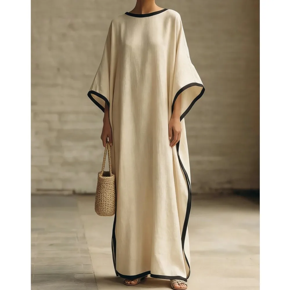 Bat-sleeve Long Dress Summer Women's New Solid Color Hemmed Loose Casual Round Neck Three-quarter Sleeve Dress Ropa Mujer
Bat-sleeve Long Dress Summer Women's New Solid Color Hemmed Loose Casual Round Neck Three-quarter Sleeve Dress Ropa Mujer