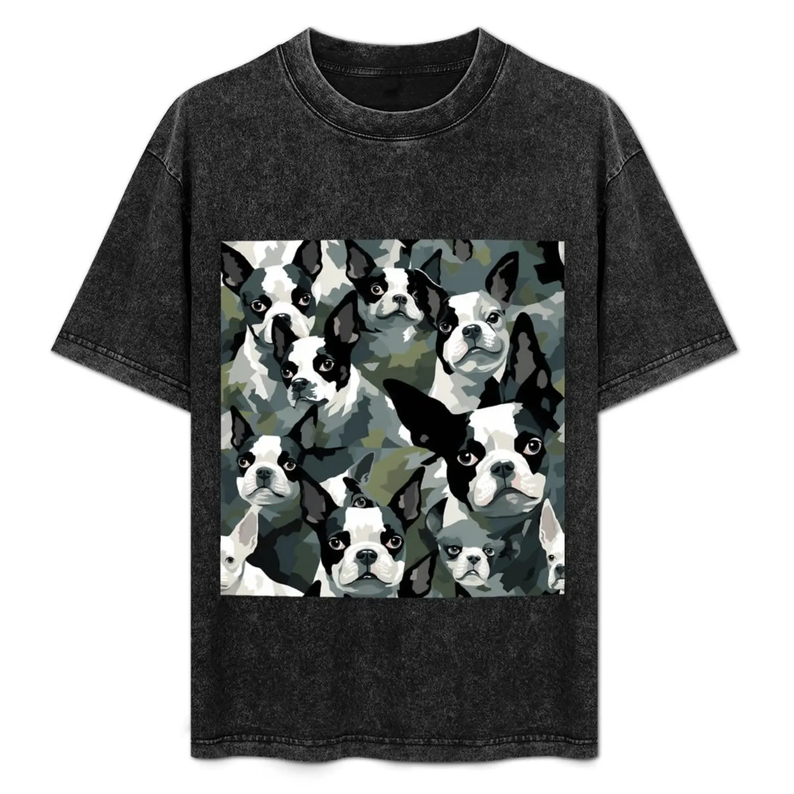 Boston Terrier in camouflage pattern T-Shirt Non-Shrink Basic Cotton T-Shirt
Boston Terrier in camouflage pattern T-Shirt Non-Shrink Basic Cotton T-Shirt
