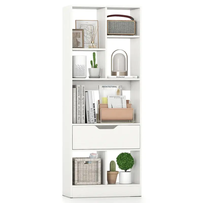 51inch Tall Freestanding Bookcase with Drawer 7-Cube Storage Organizer-White
51inch Tall Freestanding Bookcase with Drawer 7-Cube Storage Organizer-White