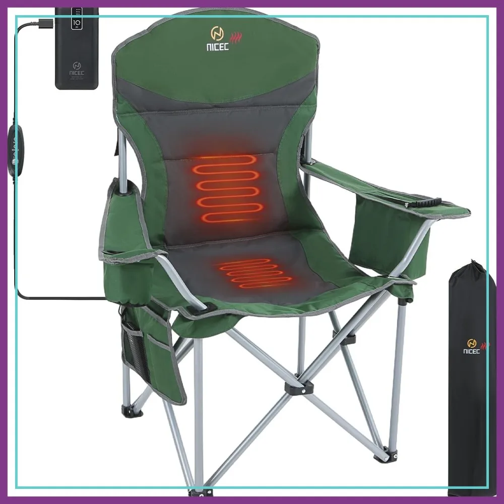 Heated Camping Chair with Battery, Folding Chair with Cooler Bag, Cup Holder, Carry Bag, 10000mAh Power Bank Included
Heated Camping Chair with Battery, Folding Chair with Cooler Bag, Cup Holder, Carry Bag, 10000mAh Power Bank Included