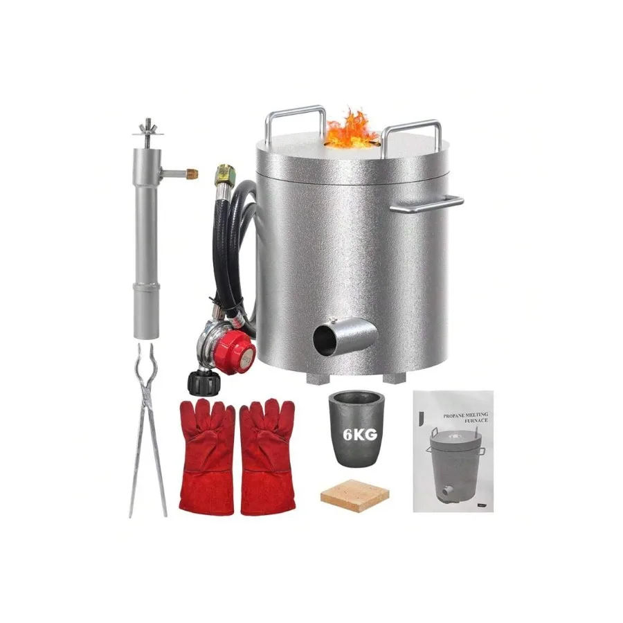 6KG Propane Melting Furnace Kit, Large Capacity 2372°F High Foundry Home Kiln Smelting Gold Silver Copper Aluminum Metal Recycl
6KG Propane Melting Furnace Kit, Large Capacity 2372°F High Foundry Home Kiln Smelting Gold Silver Copper Aluminum Metal Recycl